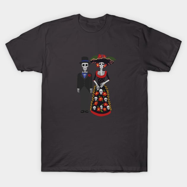 Day of the Dead Couple , Dia De Los Muertos T-Shirt by UsuallyUnusual